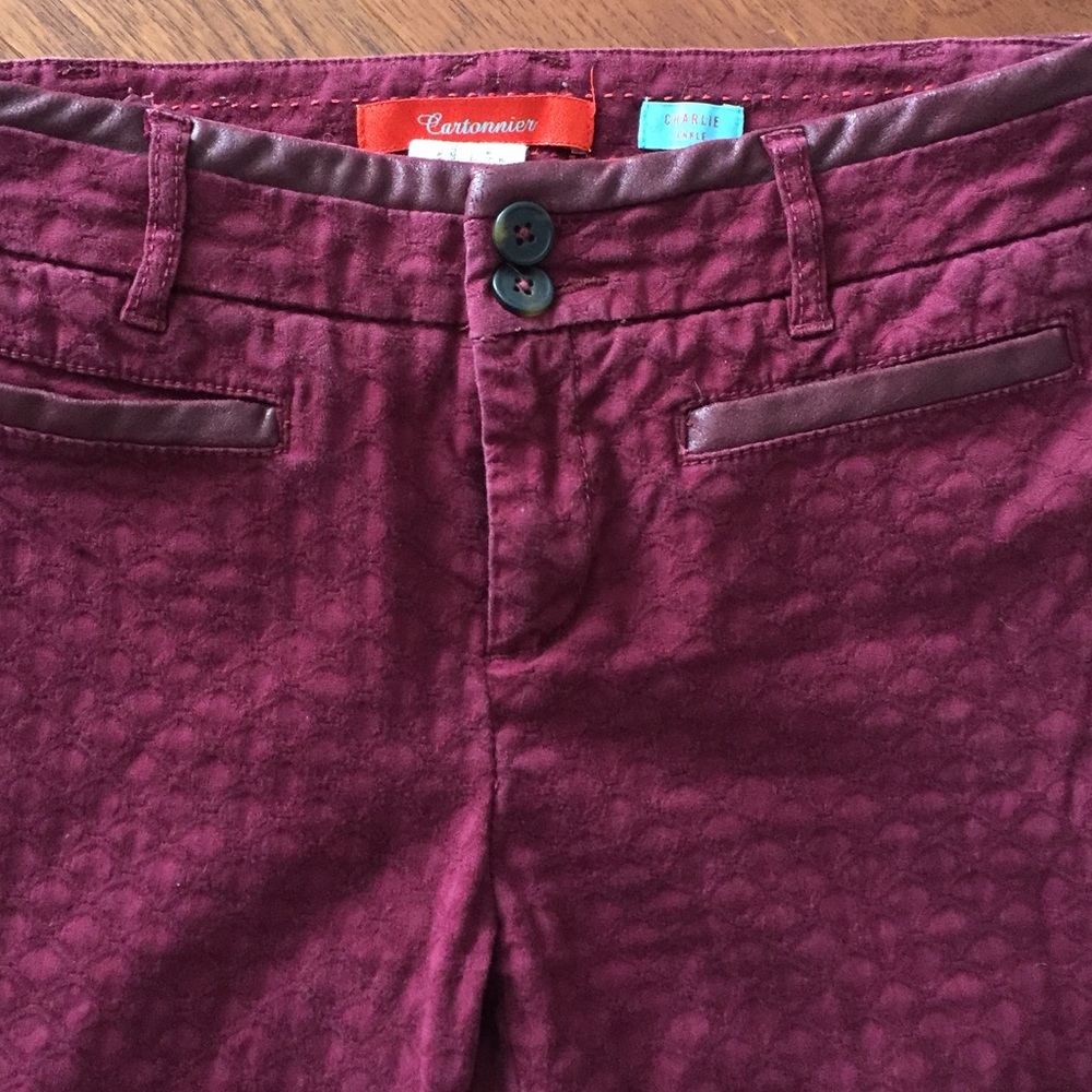 Anthropologie Cartonnier Burgundy Ankle Pant